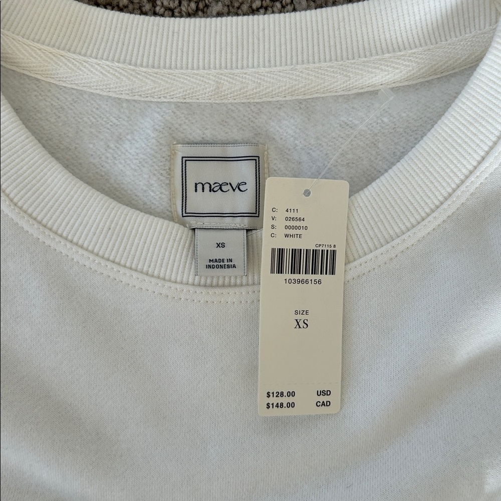 Anthropologie Maeve Short-Sleeve Smocked Ruffled Sweatshirt Glitter Tulle XS NWT - Picture 4 of 12
